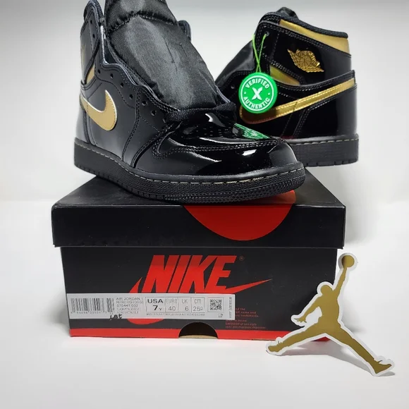 2020 Air Jordan 1 Retro High OG GS 'Black Metallic Gold VERIFIED AUTHENTIC 7Y